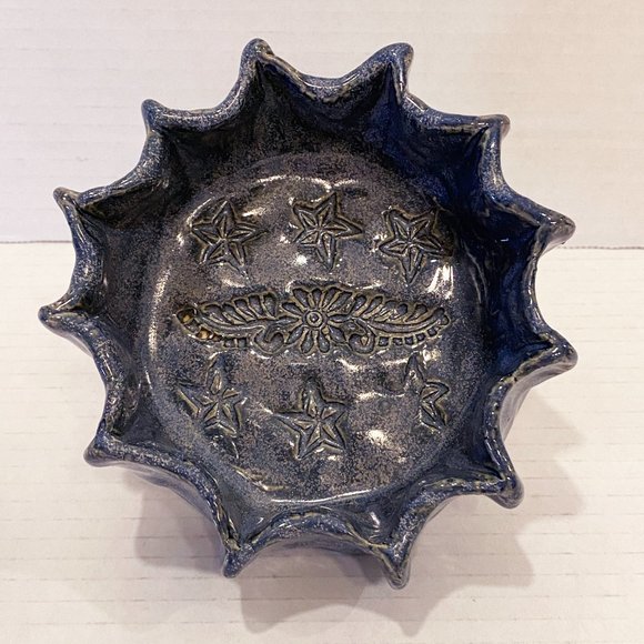 Handmade Pottery Trinket Dish Bowl Blue - Picture 3 of 6